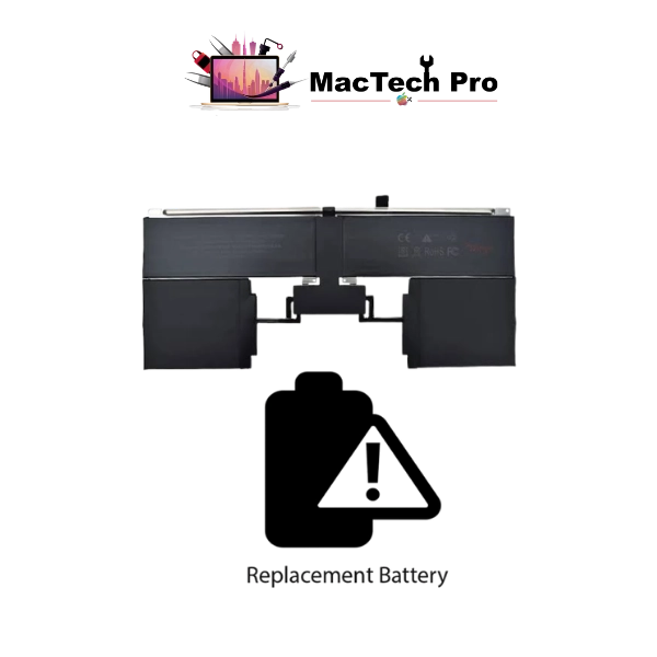 Fresh full-capacity A3240 battery fitted on an ESD-safe bench — MacTech Pro Dubai