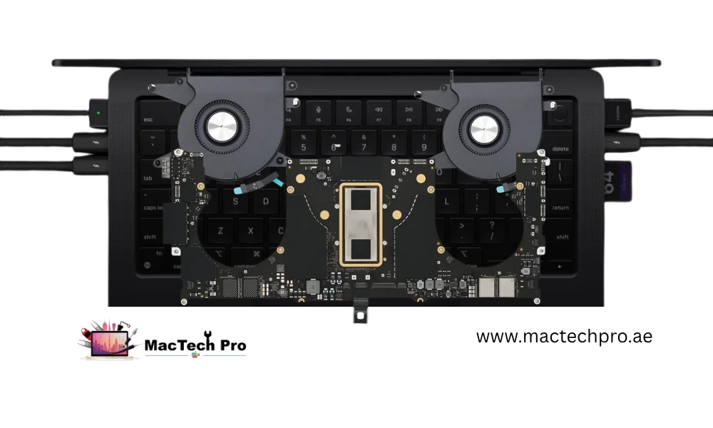 Component-level MacBook Pro 14″ M4 Pro logic board repair in Dubai