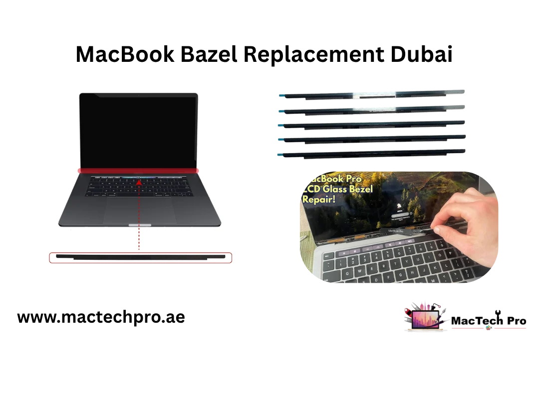 Original Apple bezel being fitted to a MacBook in Dubai by MacTech Pro's lead technician Dan