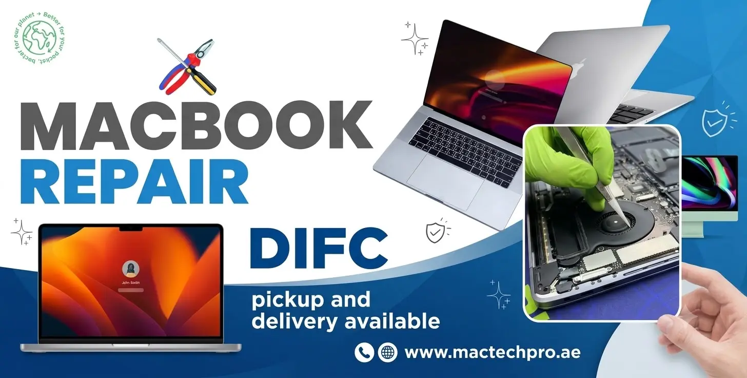 MacBook repair for DIFC Dubai customers at the MacTech Pro bench, carried out by lead technician Dan