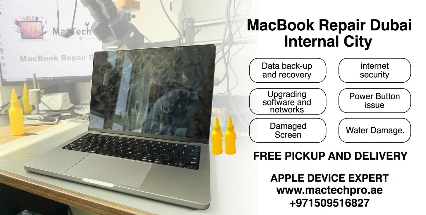 MacBook repair in Dubai Internet City with free door-to-door pickup and delivery by MacTech Pro, repaired by lead technician Dan