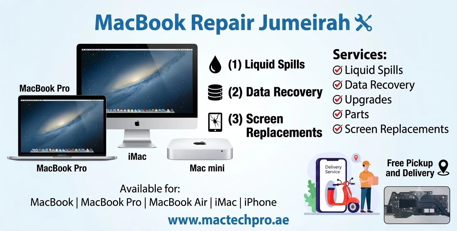 MacBook repair in Jumeirah with free door-to-door pickup and delivery by MacTech Pro, repaired by lead technician Dan